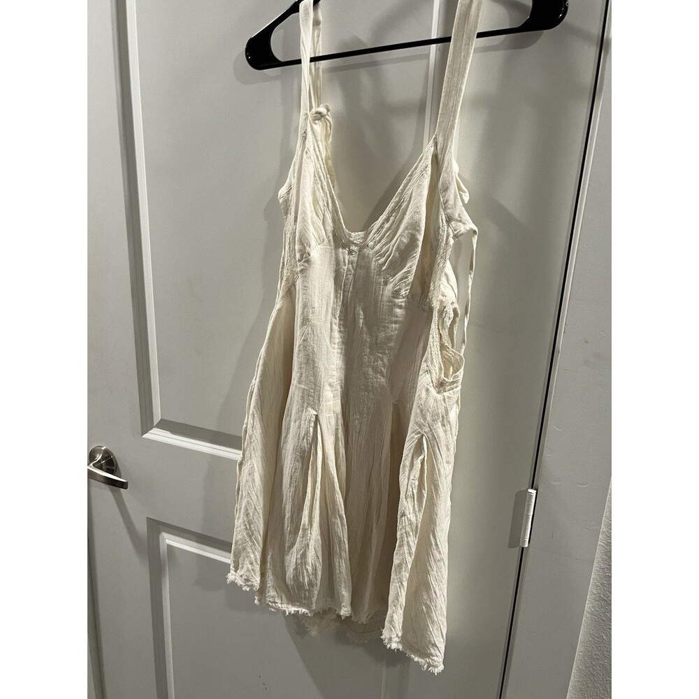 Free People Women's Ivory Cream Ikat Caldasi Midi Dress with Bow Tie Size Large